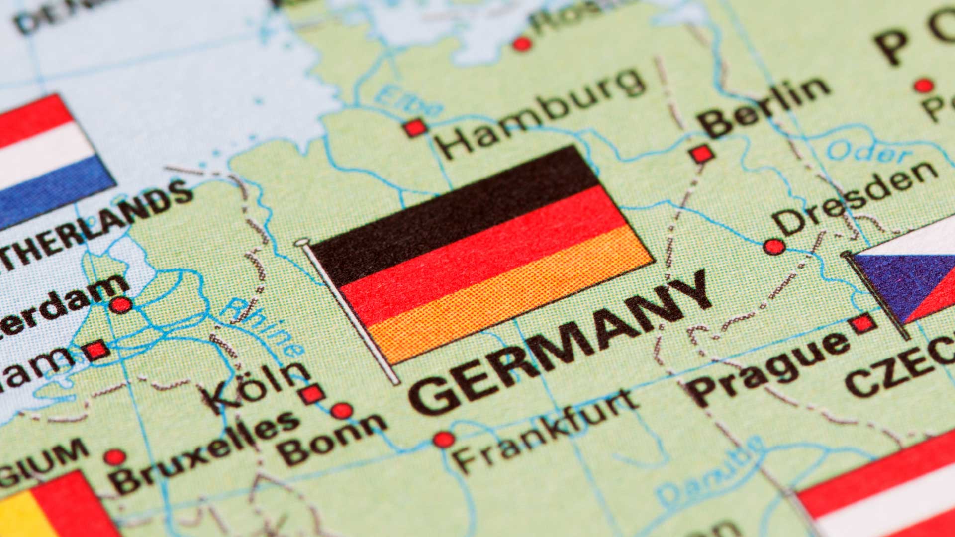 germany flag on a map