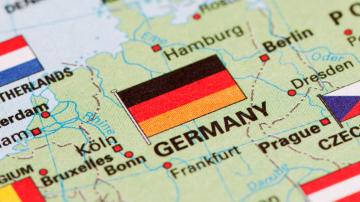 germany flag on a map